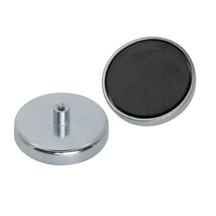 Ceramic Pot Magnet with M5 Internal Thread - 2-3/16 in. dia x 3/8 in. thick - 52.25lbs Pull