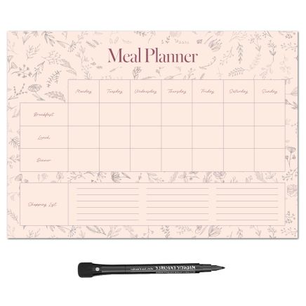 MagFlex® A4 Wild Flowers Weekly Meal Planner Refrigerator Magnet - Flexible Magnetic Sheet