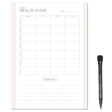 MagFlex® A4 Minimalistic Weekly Meal Planner Refrigerator Magnet - Flexible Magnetic Sheet