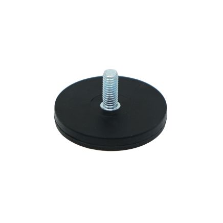 Black Rubber Coated POS Magnet Countersunk with M6 x 19/32 in. External Thread - 1-9/16 in. dia x 1/4 in. thick