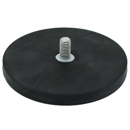 Rubber Coated POS Magnet c/w M8 x 5/8 in. External Thread - 3-3/8 in. dia x 1/3 in. thick