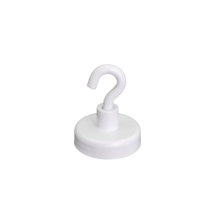 Ceramic White Painted Clamping Magnet with M4 Hook - 1 in. dia - 8.82lbs Pull