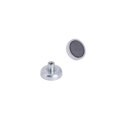Ceramic Pot Magnet with M4 Internal Thread - 1 in. dia x 9/32 in. thick - 2.21lbs Pull