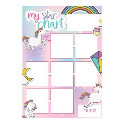 MagFlex® A3 Magnetic Unicorn Reward Chart with Colorful Star Magnets - Flexible Magnetic Sheet