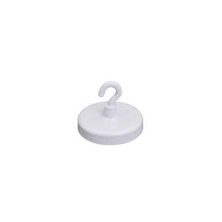 Ceramic White Painted Clamping Magnet with M4 Hook - 1-9/16 in. dia - 22.49lbs Pull