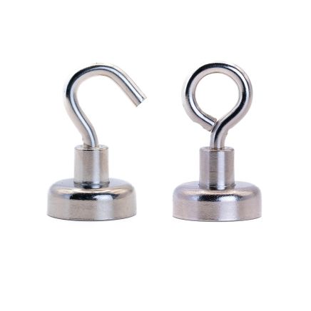 N42 Neodymium Clamping Magnet with M4 Eyebolt or Hook - 13/16 in. dia - 36.4lbs Pull