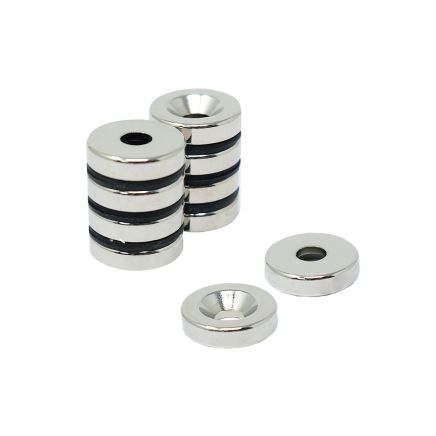 N35H Neodymium Countersunk Disc Magnet - 13/16 in. dia x 3/16 in. thick x 1/4 in. Hole - 15.65lbs Pull