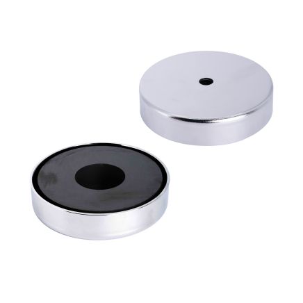Ceramic Pot Magnet - 3-7/8 in. dia x 7/8 in. thick x 3/8 in. hole - 149.94lbs Pull