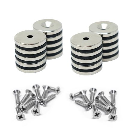North & South Neodymium Countersunk Magnets & Screws Pack - 13/16 in. dia x 1/8 in. thick