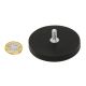Black Rubber Coated POS Magnet c/w M8 x 5/8 in. External Thread - 2-9/16 in. dia x 1/3 in. thick