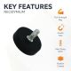 Black Rubber Coated POS Magnet Countersunk with M4 3/8 in. External Thread - 7/8 in. dia x 1/4 in. thick