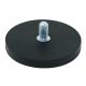 Black Rubber Coated POS Magnet c/w M8 x 5/8 in. External Thread - 2-9/16 in. dia x 1/3 in. thick