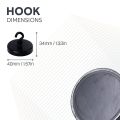 Ceramic Black Painted Clamping Magnet with M4 Hook - 1-9/16 in. dia - 22.5lbs Pull