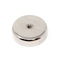 N42 Neodymium Pot Magnet with M8 Internal Thread - 2-1/4 in. dia x 19/32 in. thick - 306.5lbs Pull