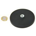 Black Rubber Coated POS Magnet Countersunk with M8 Boss Thread - 3-3/8 in. dia x 5/16 in. high