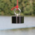 N42 Neodymium Pot Magnet with 1x M12 and 1x M10 Eyebolt + 32.8 feet Rope - 4-9/16 in. dia x 1-1/4 in. - 882lbs Pull