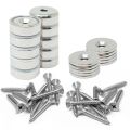 Neodymium Pot Magnets, Steel Discs & Screws Pack - 13/16 in. dia