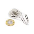 N42 Neodymium Pot Magnet with Swivel Hook - 1-1/4 in. dia - 69.89lbs Pull
