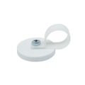 Rubber Coated Cable Holding Magnet - 1.7 in. dia x 1/4 in. high with 1 in. Cable Clip (White) - 17.6lbs Pull