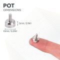 N42 Neodymium Pot Magnet with M3 Stud - 3/8 in. dia x 3/16 in. thick - 6.61lbs Pull