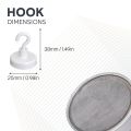 Ceramic White Painted Clamping Magnet with M4 Hook - 1 in. dia - 8.82lbs Pull
