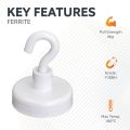 Ceramic White Painted Clamping Magnet with M4 Hook - 1 in. dia - 8.82lbs Pull