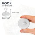 Ceramic White Painted Clamping Magnet with M6 Hook - 2 in. dia - 46.97lbs Pull