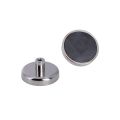 Ceramic Pot Magnet with M4 Internal Thread - 1-3/8 in. dia x 9/32 in. thick - 8.16lbs Pull