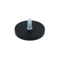 Black Rubber Coated POS Magnet Countersunk with M6 x 19/32 in. External Thread - 1-9/16 in. dia x 1/4 in. thick