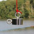 N42 Neodymium Pot Magnet with 1x M12 and 1x M10 Eyebolt + 32.8 feet Rope - 4-9/16 in. dia x 1-1/4 in. - 882lbs Pull