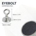 Ceramic Clamping Magnet with M6 Eyebolt - 1-1/4 in. dia - 12.79lbs Pull