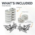 Neodymium Pot Magnets, Steel Discs & Screws Pack - 13/16 in. dia