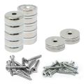 Neodymium Pot Magnets, Steel Discs & Screws Pack - 1 in. dia