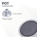 Ceramic Pot Magnet with M4 Internal Thread - 1 in. dia x 9/32 in. thick - 2.21lbs Pull