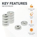 N42 Neodymium Countersunk Pot Magnet - 1 in. dia x 5/16 in. thick x 3/16 in. hole - 57.33lbs Pull