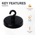 Ceramic Black Painted Clamping Magnet with M4 Hook - 1-9/16 in. dia - 22.5lbs Pull