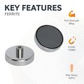 Ceramic Pot Magnet with M10 thread - 3-1/8 in. dia x 1-3/8 in. tall - 132.3lbs Pull