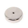 N42 Neodymium Pot Magnet with M10 Internal Thread - 3 in. dia x 11/16 in. thick - 441lbs Pull