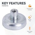 Ceramic Pot Magnet with M4 Internal Thread - 1 in. dia x 9/32 in. thick - 2.21lbs Pull