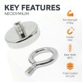 N42 Neodymium Clamping Magnet with M10 Eyebolt - Machine Lathed - 3 in. dia - 441lbs Pull