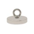 N42 Neodymium Pot Magnet with M12 Eyebolt + 10m Rope - 4-9/16 in. dia x 13/16 in. - 882lbs Pull