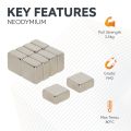 N42 Neodymium Rectangular Magnet - 3/8 in. x 3/8 in. x 3/16 in. thick - 7.71lbs Pull