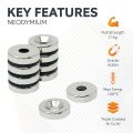 N35H Neodymium Countersunk Disc Magnet - 13/16 in. dia x 3/16 in. thick x 1/4 in. Hole - 15.65lbs Pull