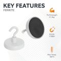 Ceramic White Painted Clamping Magnet with M6 Hook - 2 in. dia - 46.97lbs Pull