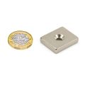 N42 Neodymium Countersunk Rectangular Magnet - 1 in. x 13/16 in. x 1/8 in. Hole - 21.6lbs Pull