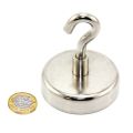N42 Neodymium Clamping Magnet with M8 Hook - 2-1/4 in. dia - 306.5lbs Pull