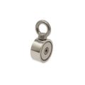 N42 Neodymium Pot Magnet with 2x M8 Eyebolts - 1-7/8 in. dia x 11/16 in. thick - 176.4lbs Pull