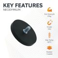 Black Rubber Coated POS Magnet c/w M8 x 5/8 in. External Thread - 2-9/16 in. dia x 1/3 in. thick