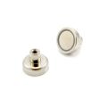N42 Neodymium Pot Magnet with M4 Thread - 13/16 in. dia x 19/32 in. tall - 40.35lbs Pull
