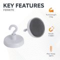 Ceramic White Painted Clamping Magnet with M4 Hook - 1-1/4 in. dia  - 16.1lbs Pull